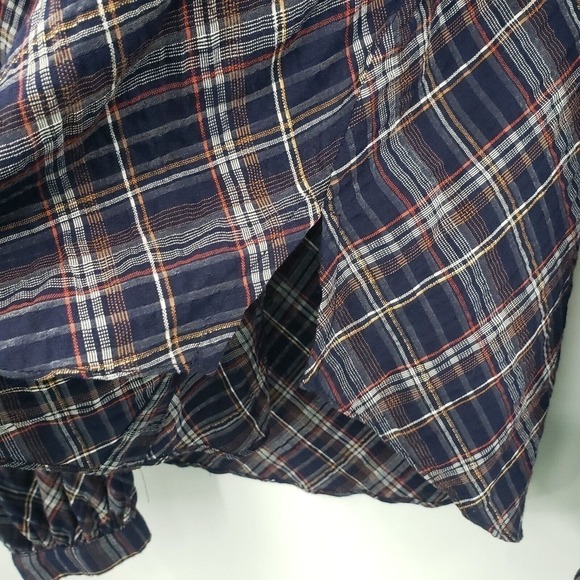 Veronica Beard Ashlynn Plaid Button Up Blouse Womens Size 4 Blue Pearl Snap - Picture 10 of 14